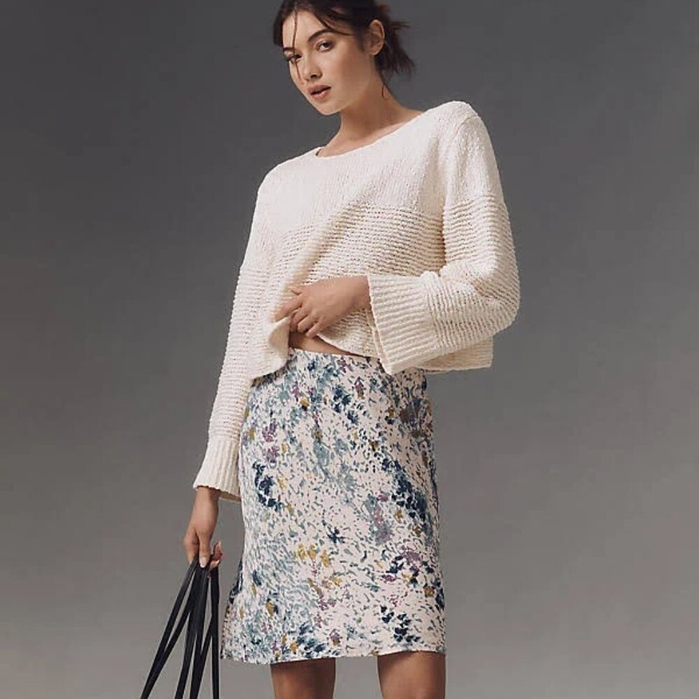 Anthropologie The Tilda Knee-Length Slip Skirt neutral pattern NWT